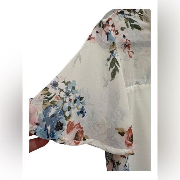 ✨ Faith and Joy Floral Sheer Blouse with Lace Collar small - Picture 5 of 14